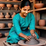 여행안내사로서 해외 여행 트렌드 분석 - **Experiential Solo Travel: Local Pottery Workshop in India**
    A vibrant, eye-level, photorealist...