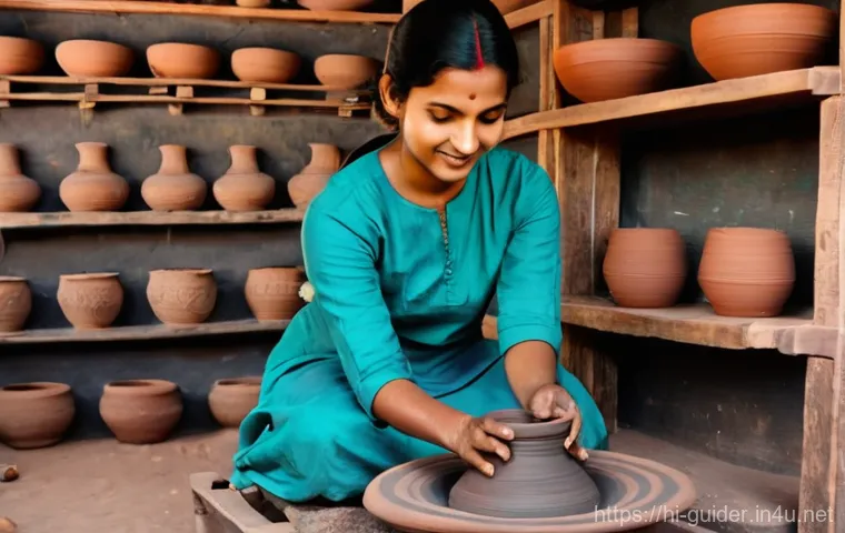 여행안내사로서 해외 여행 트렌드 분석 - **Experiential Solo Travel: Local Pottery Workshop in India**
    A vibrant, eye-level, photorealist...