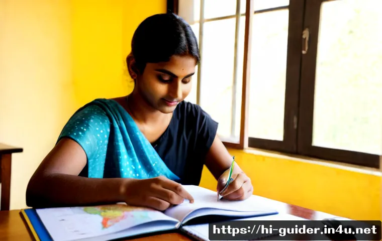 여행안내사 시험 합격률 및 통계 - Photorealistic Indian young adult studying for a travel guide certification exam at a tidy home desk...